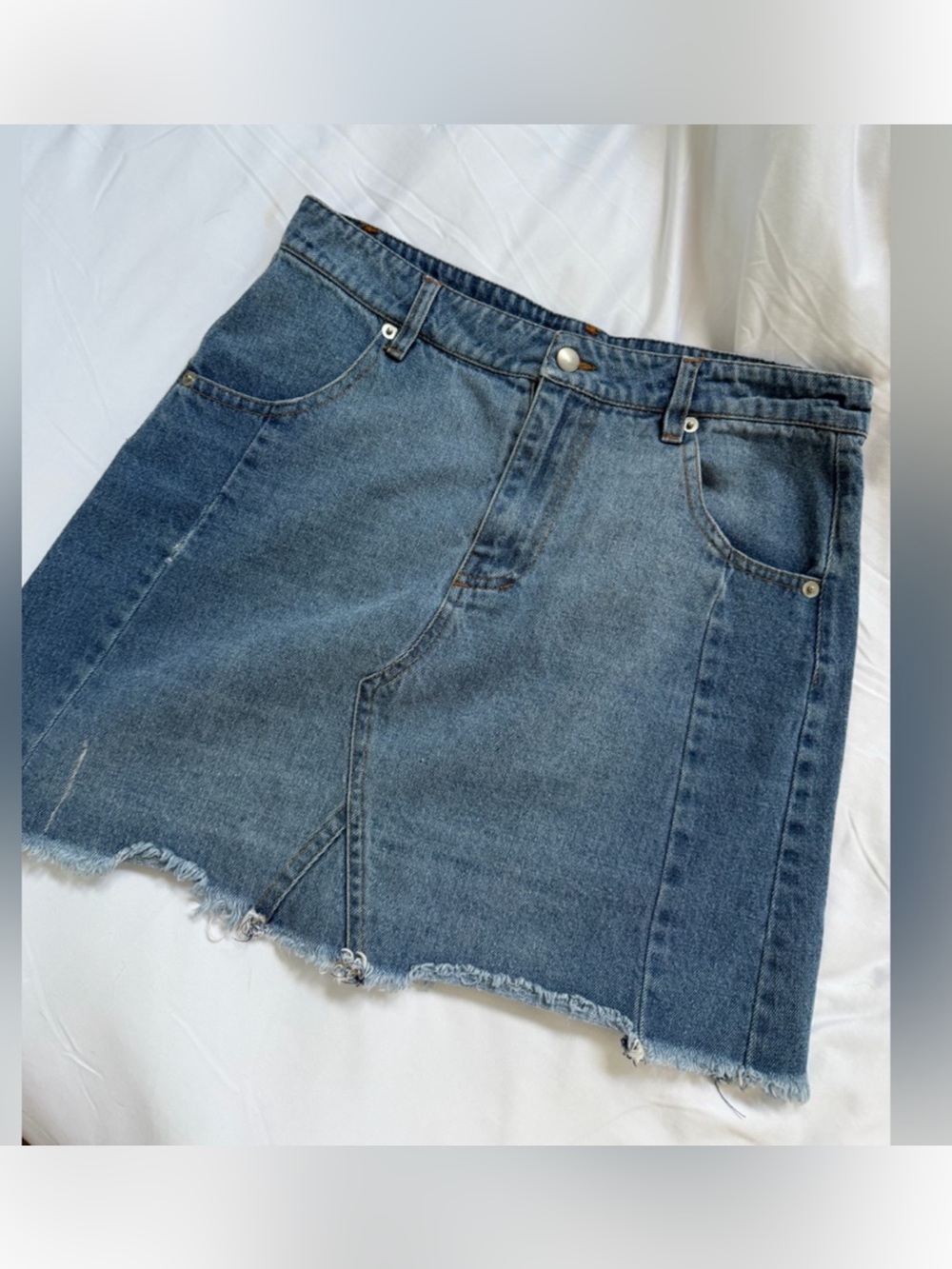 Altar’d State High-Waist Distressed Blue Denim Skirt
